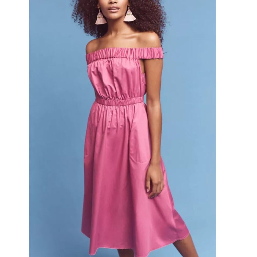 Anthropologie Maeve Mona Off Shoulder Midi Dress Size S Feminine Boho Wedding